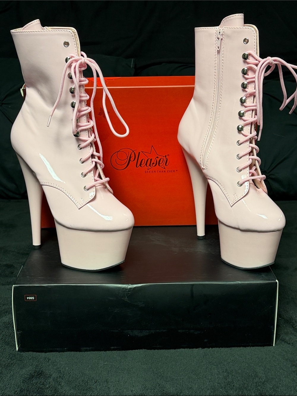 Pleaser Light Pink Baesic Player’s Club Adore Platform Ankle Boots / Heels